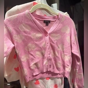 Pink Heart Patterned Cardigan